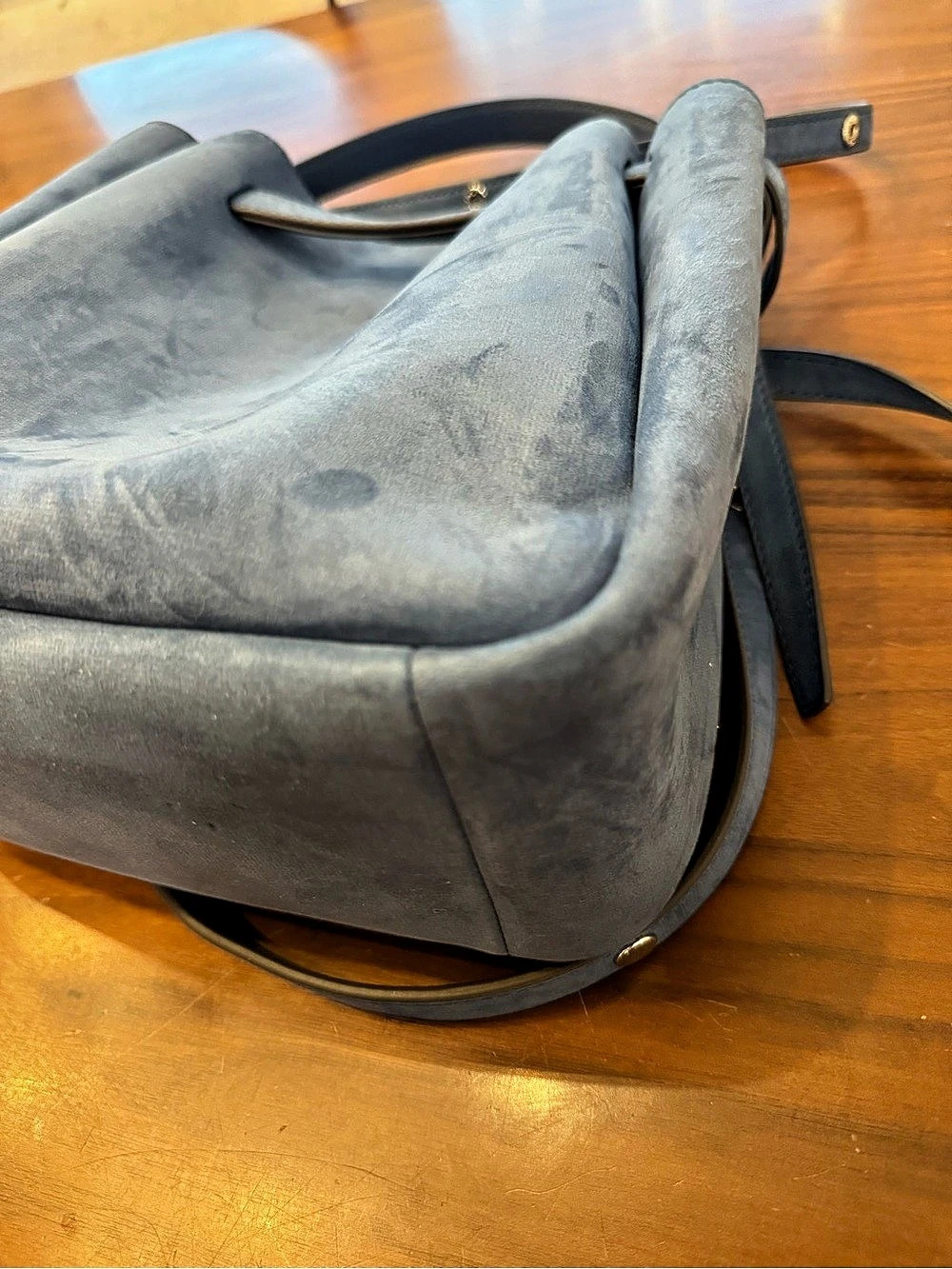 Tory Burch Romy Mini Blue Nubuck Leather Bucket Bag Crossbody - Picture 11 of 15